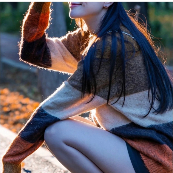 Colorblock Mohair Wool Blended Sweater - Picture 4 of 7
